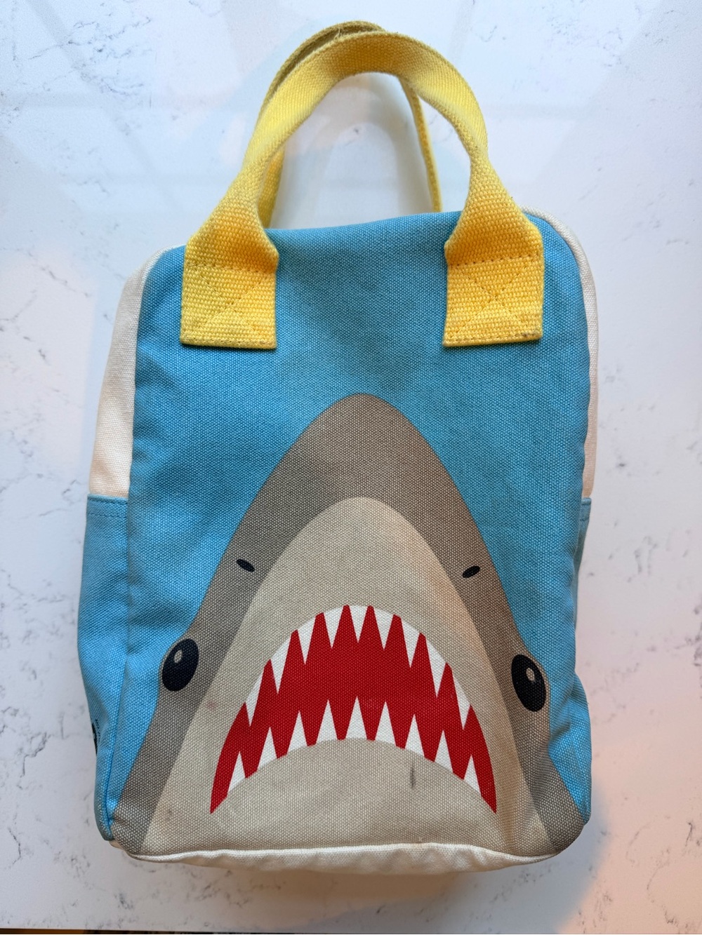 Fluf Kids Shark Canvas Lunch Bag - Blue & Yellow